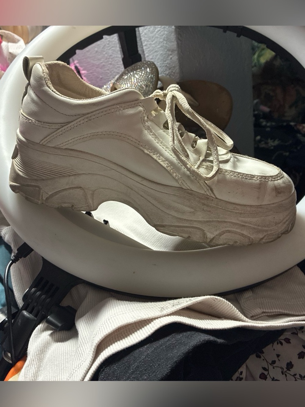 White Women's Chunky Platform Sneaker